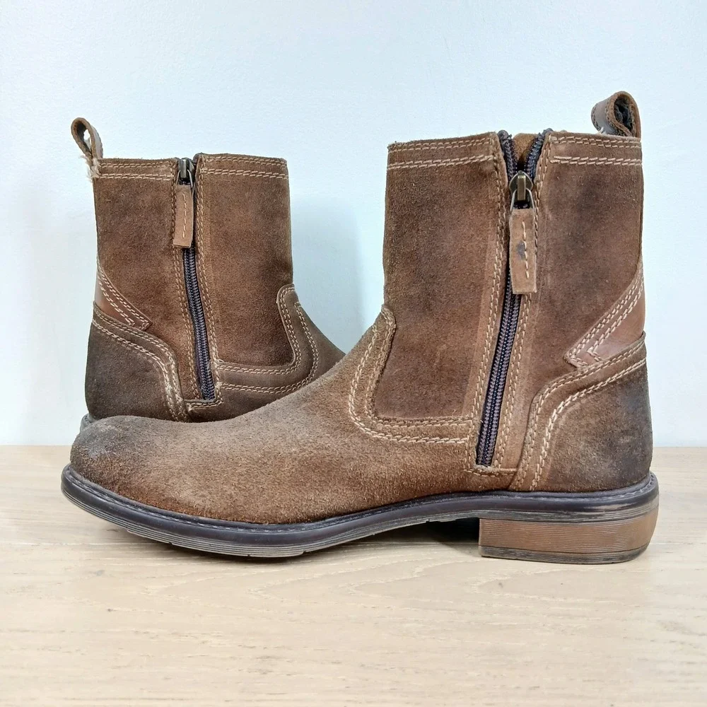 Roan Crestone II Boots Men 10 Brown Leather Pull On Ankle Western Rugged
